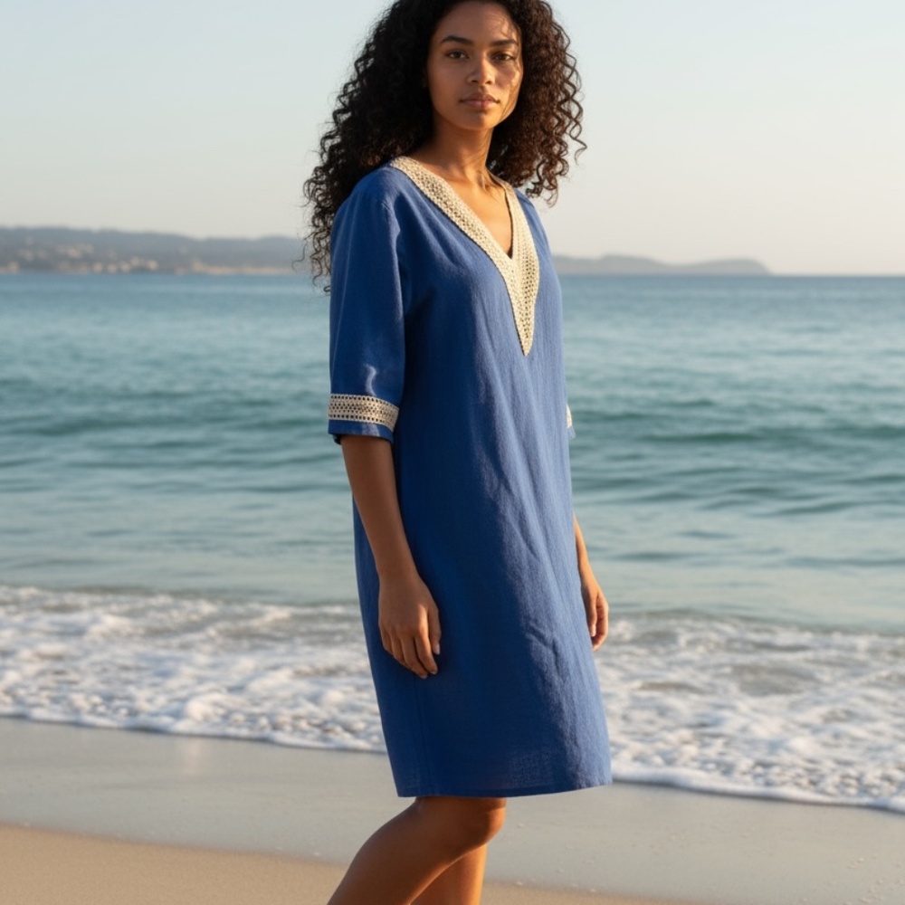 Blue cotton gauze dress